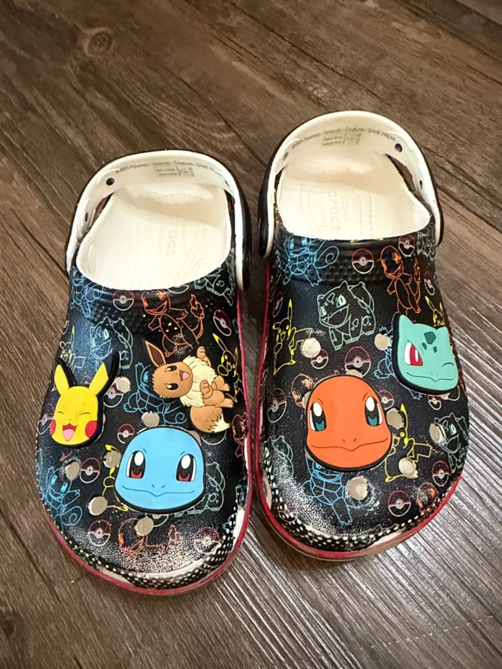 CROCS Kids Black Pokémon Clogs with Colorful Character Graphics